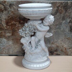Vintage White Cherub Planter Decorative Garden Statue
